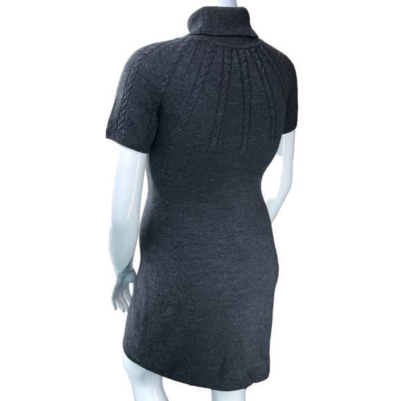 Calvin Klein Womens Size 4 Dress Grey Cable Knit Mock Neck Short Sleeve Sweater - Picture 6 of 15